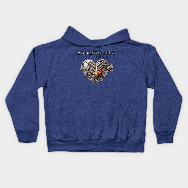 Mechanical Engineering - Heart Shape [Black Text Version] Kids Hoodie by JavaBlend